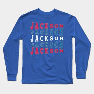 JACKSON NATIONAL TEXT ART USA Long Sleeve T-Shirt